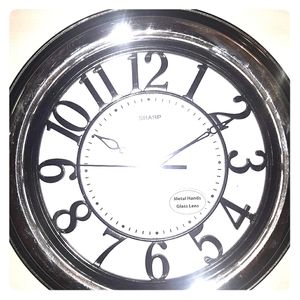 Sharp Decor Wall Clock Black & Silver Home Accent